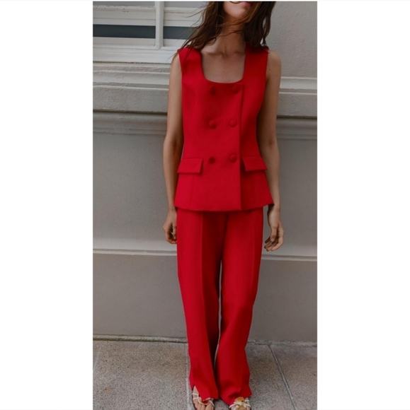 Zara 2 PC Set  Vest & Pants Red size XS and S - Picture 6 of 16